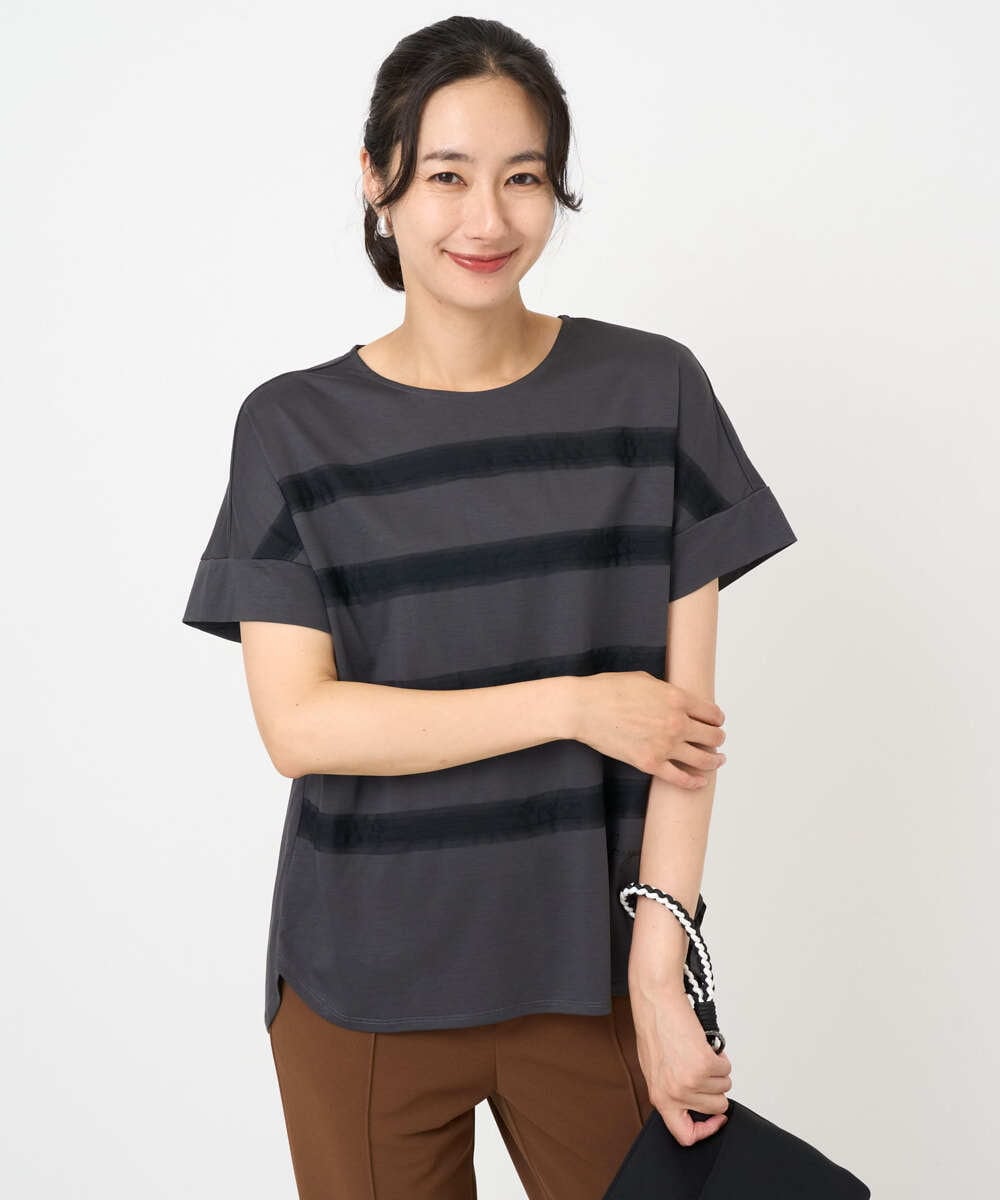 PZKJB30180 GEORGES RECH [接触冷感]スーパークールチュールボーダーカットソー