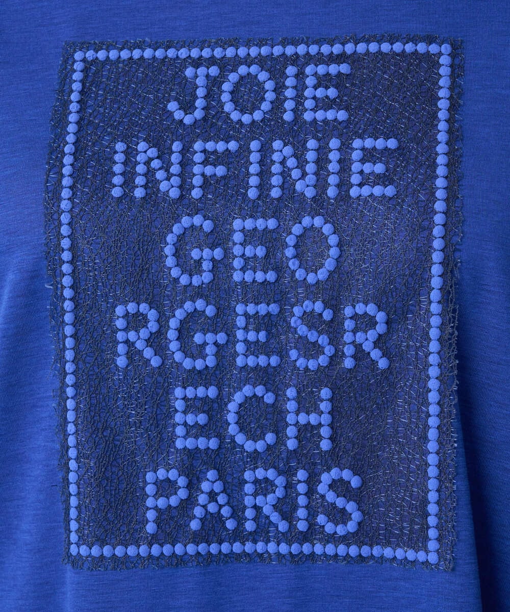 PZKJB31210 GEORGES RECH(ジョルジュ・レッシュ) フレアチュールスリーブロゴカットソー ブルー