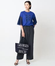 PZKJB31210 GEORGES RECH(ジョルジュ・レッシュ) フレアチュールスリーブロゴカットソー ブルー