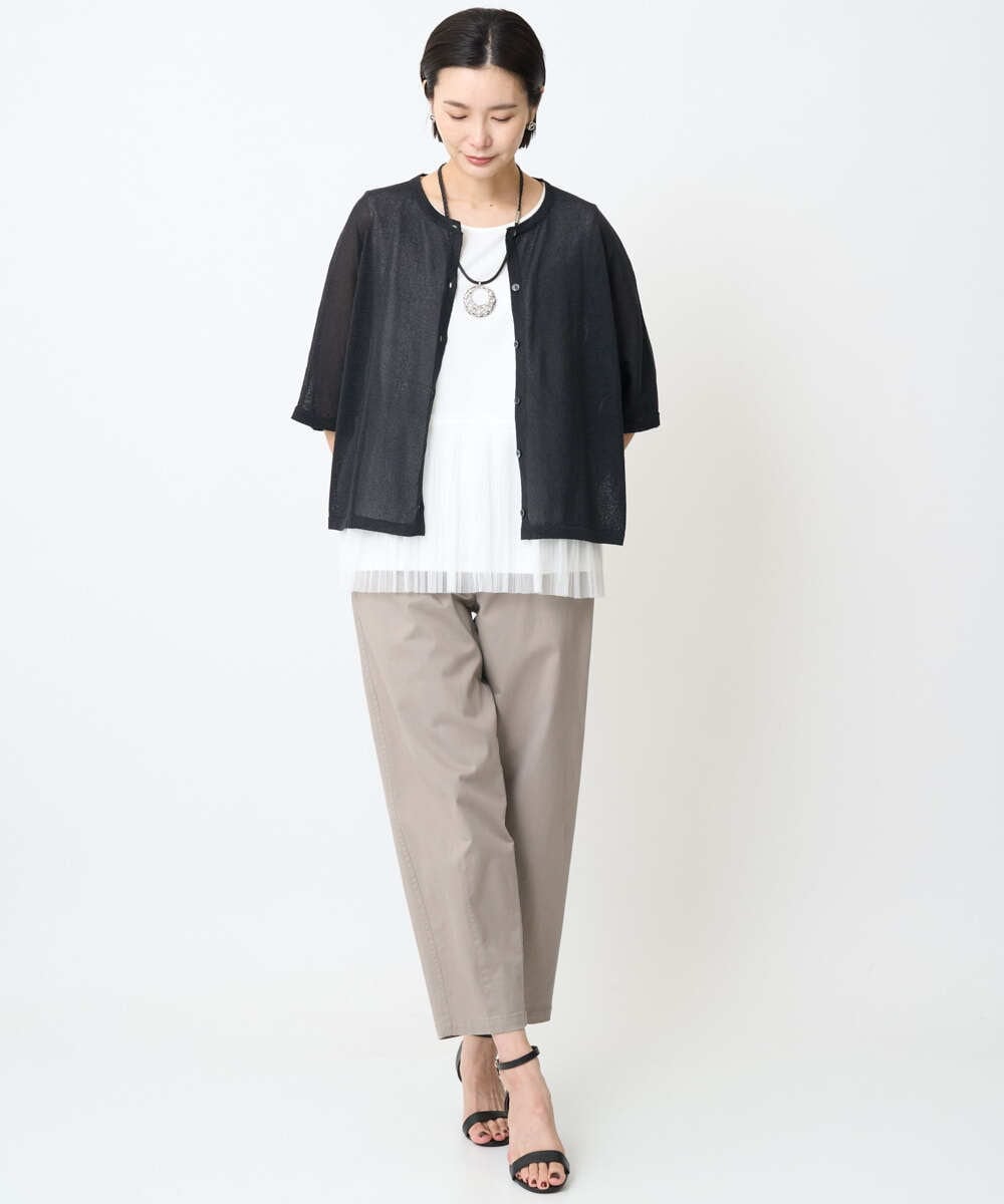 PZKJC10150 GEORGES RECH(ジョルジュ・レッシュ) [接触冷感/遮熱]チュールプリーツタンクトップ ブラック