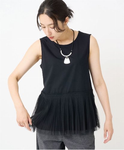 PZKJC10150 GEORGES RECH [接触冷感/遮熱]チュールプリーツタンクトップ