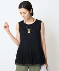 PZKJC10150 GEORGES RECH(ジョルジュ・レッシュ) [接触冷感/遮熱]チュールプリーツタンクトップ ブラック