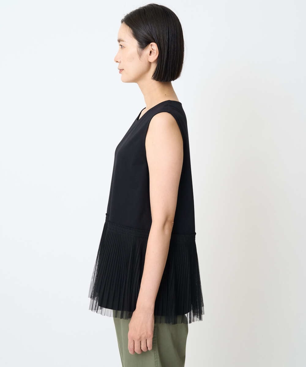 PZKJC10150 GEORGES RECH(ジョルジュ・レッシュ) [接触冷感/遮熱]チュールプリーツタンクトップ ブラック