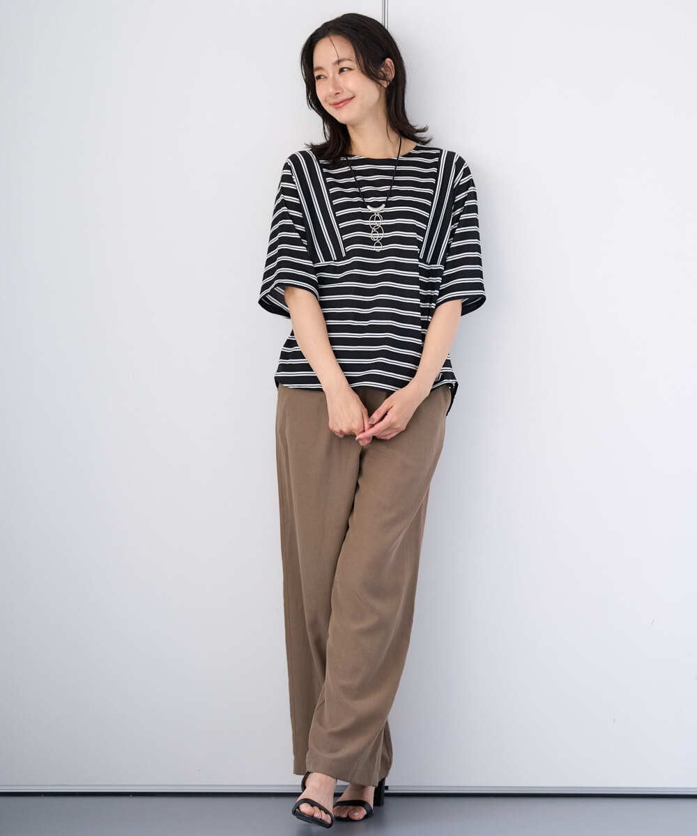 PZKJE06180 GEORGES RECH(ジョルジュ・レッシュ) ラメボーダーポンチョカットソー ブルーグリーン