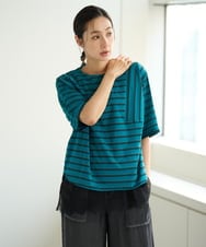 PZKJE06180 GEORGES RECH(ジョルジュ・レッシュ) ラメボーダーポンチョカットソー ブルーグリーン