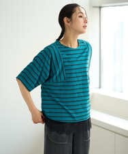 PZKJE06180 GEORGES RECH(ジョルジュ・レッシュ) ラメボーダーポンチョカットソー ブルーグリーン