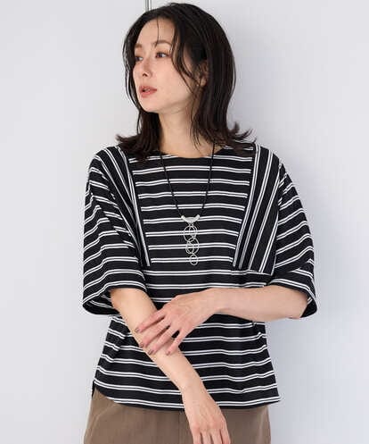 PZKJE06180 GEORGES RECH ラメボーダーポンチョカットソー