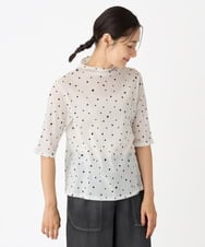 PZKJE07160 GEORGES RECH(ジョルジュ・レッシュ)  [日本製]シアーチュールドットプリントカットソー ブラック