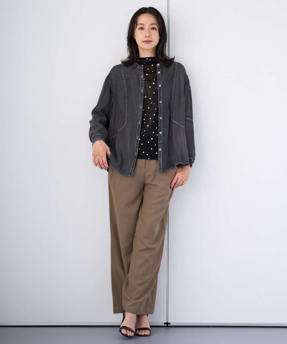PZKJE07160 GEORGES RECH(ジョルジュ・レッシュ)  [日本製]シアーチュールドットプリントカットソー ブラック