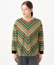 PZKJE16270 GEORGES RECH(ジョルジュ・レッシュ)  [日本製]マルチボーダージャージーカットソー ベージュ系