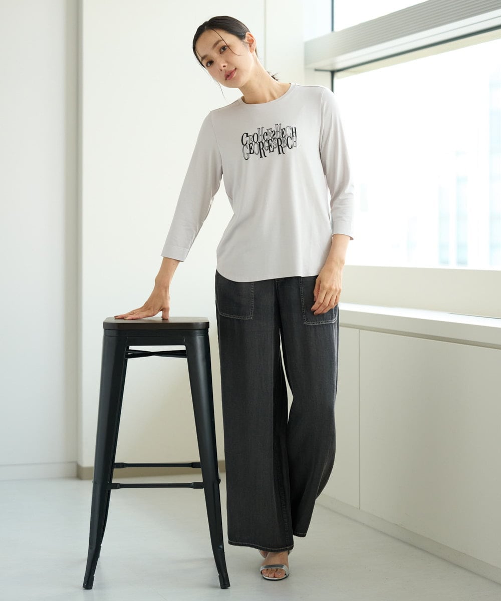 PZKJE28180 GEORGES RECH(ジョルジュ・レッシュ) ベアテン刺繍ロゴカットソー ライトグレー