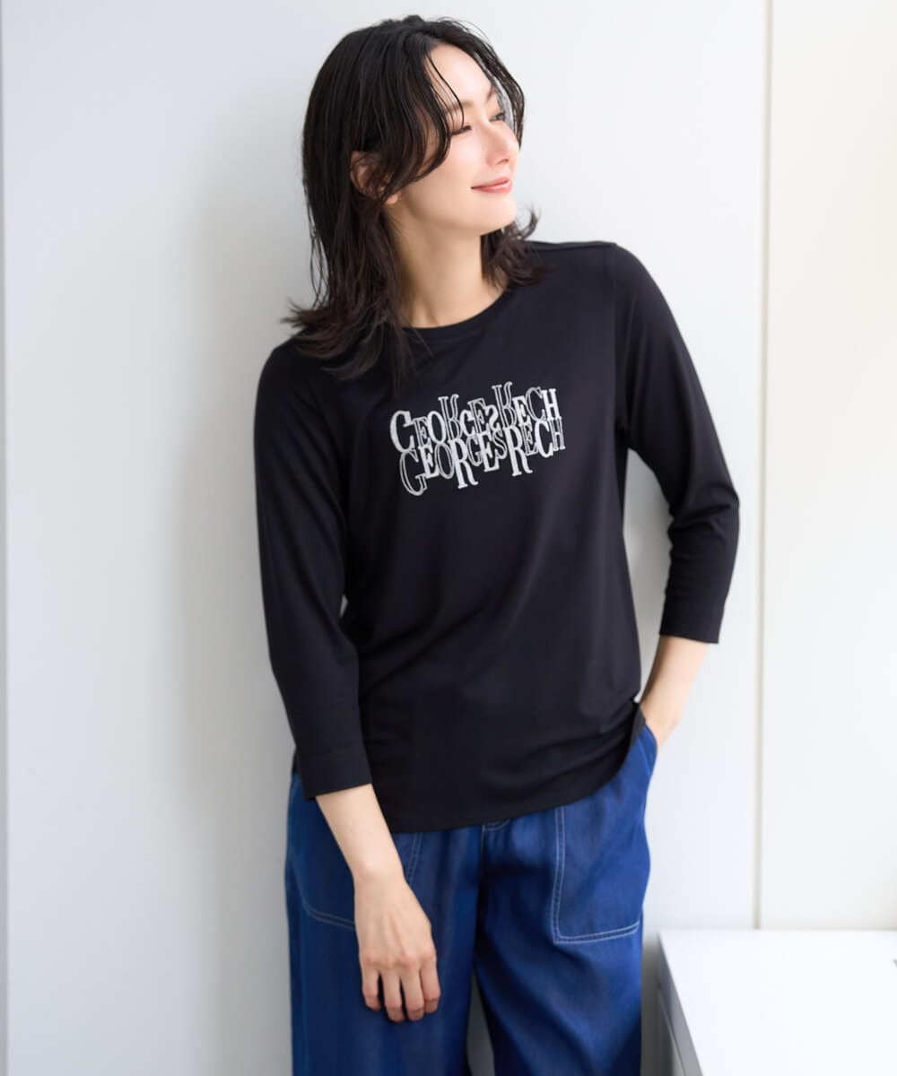PZKJE28180 GEORGES RECH(ジョルジュ・レッシュ) ベアテン刺繍ロゴカットソー ライトグレー