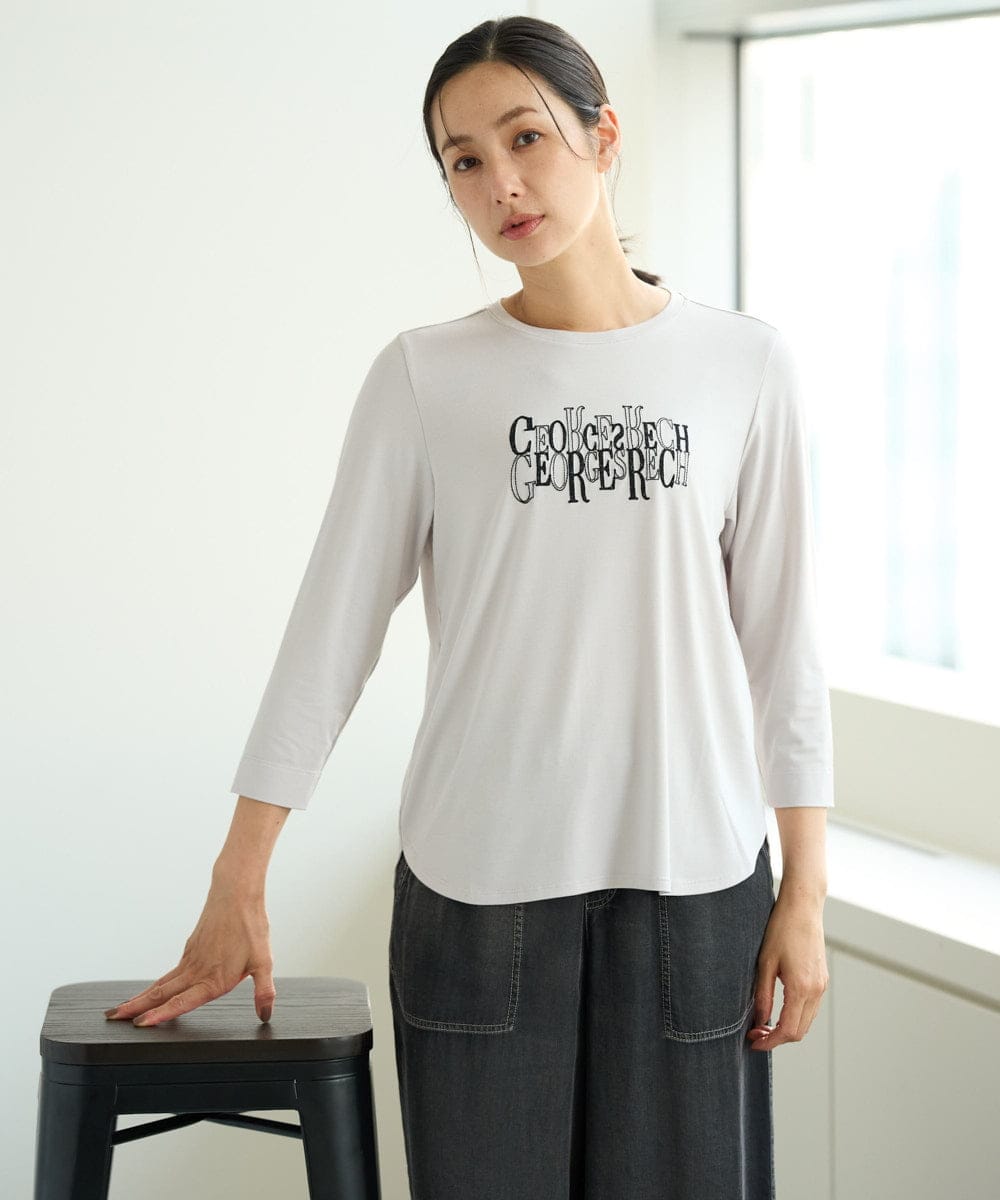 PZKJE28180 GEORGES RECH(ジョルジュ・レッシュ) ベアテン刺繍ロゴカットソー ライトグレー