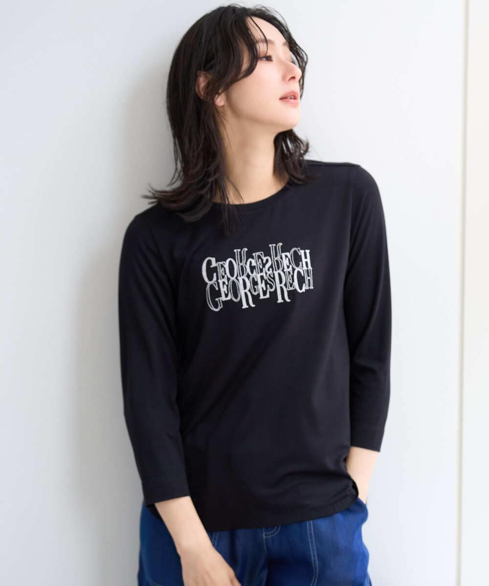 PZKJE28180 GEORGES RECH(ジョルジュ・レッシュ) ベアテン刺繍ロゴカットソー ブラック