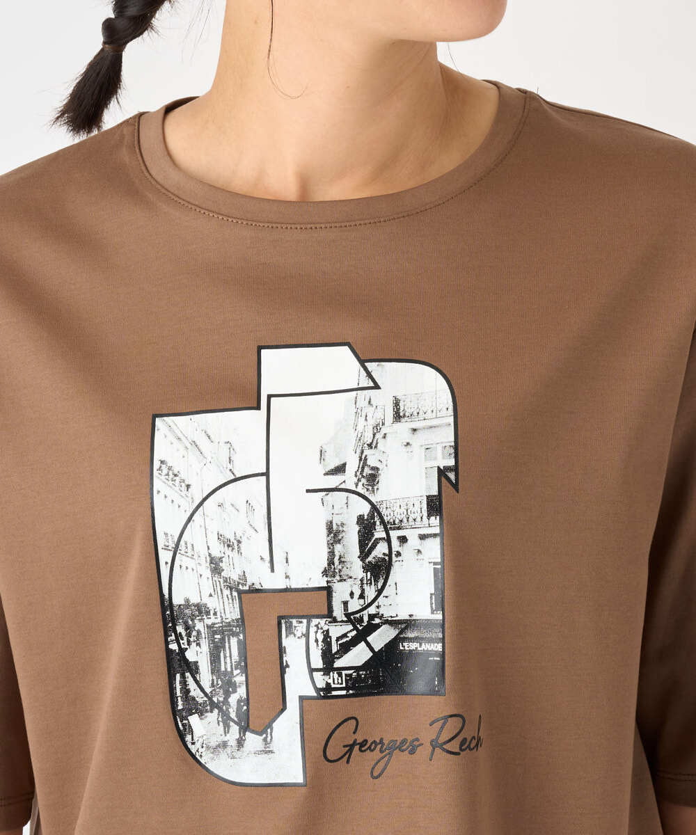 PZKJF10170 GEORGES RECH(ジョルジュ・レッシュ) [接触冷感]グラフィックプリントカットソー ベージュ