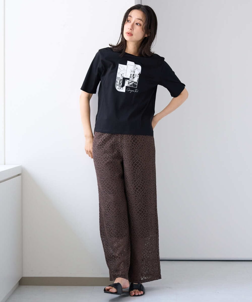 PZKJF10170 GEORGES RECH(ジョルジュ・レッシュ) [接触冷感]グラフィックプリントカットソー ベージュ