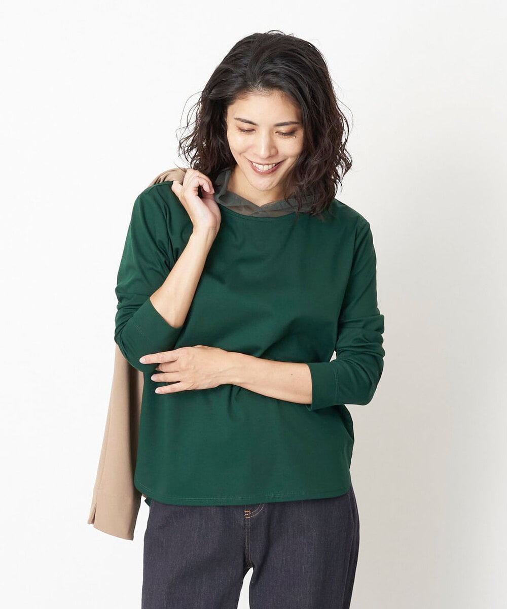 PZKJQ09210 GEORGES RECH(ジョルジュ・レッシュ) チュールネックカットソー グリーン