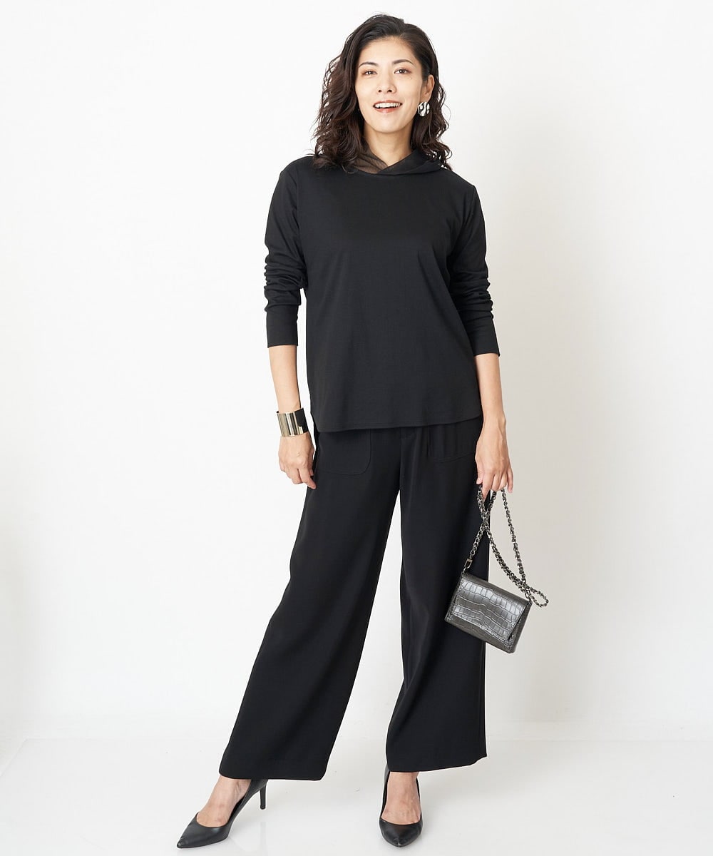 PZKJQ09210 GEORGES RECH(ジョルジュ・レッシュ) チュールネックカットソー ブラック