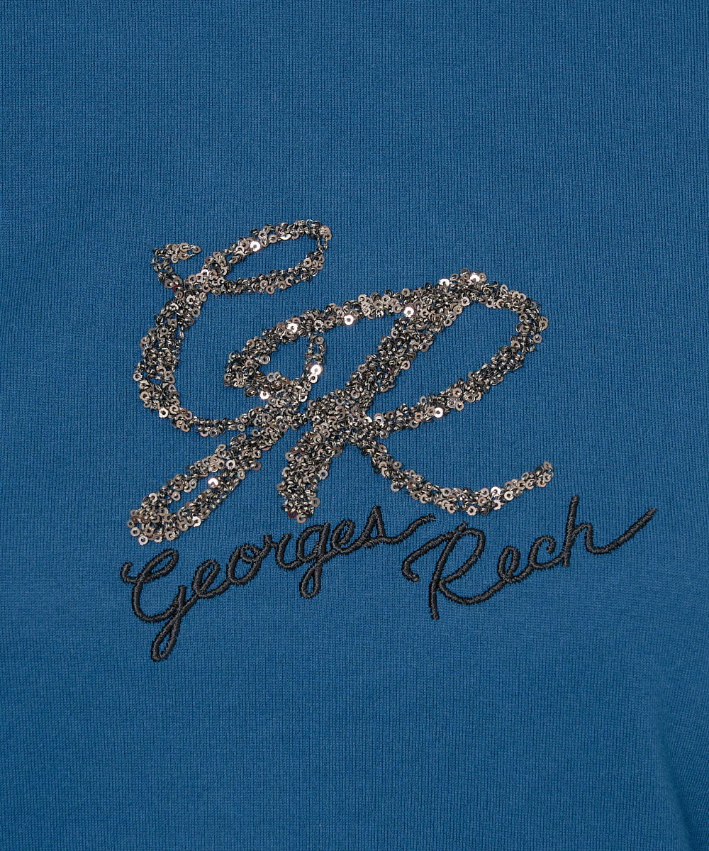 PZKJS28170 GEORGES RECH(ジョルジュ・レッシュ) スパンコールロゴカットソー ブルー