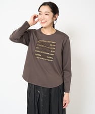 PZKJV26210 GEORGES RECH(ジョルジュ・レッシュ) スパンコールロゴ刺繍カットソー ブラウン