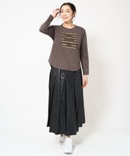 PZKJV26210 GEORGES RECH(ジョルジュ・レッシュ) スパンコールロゴ刺繍カットソー ブラウン