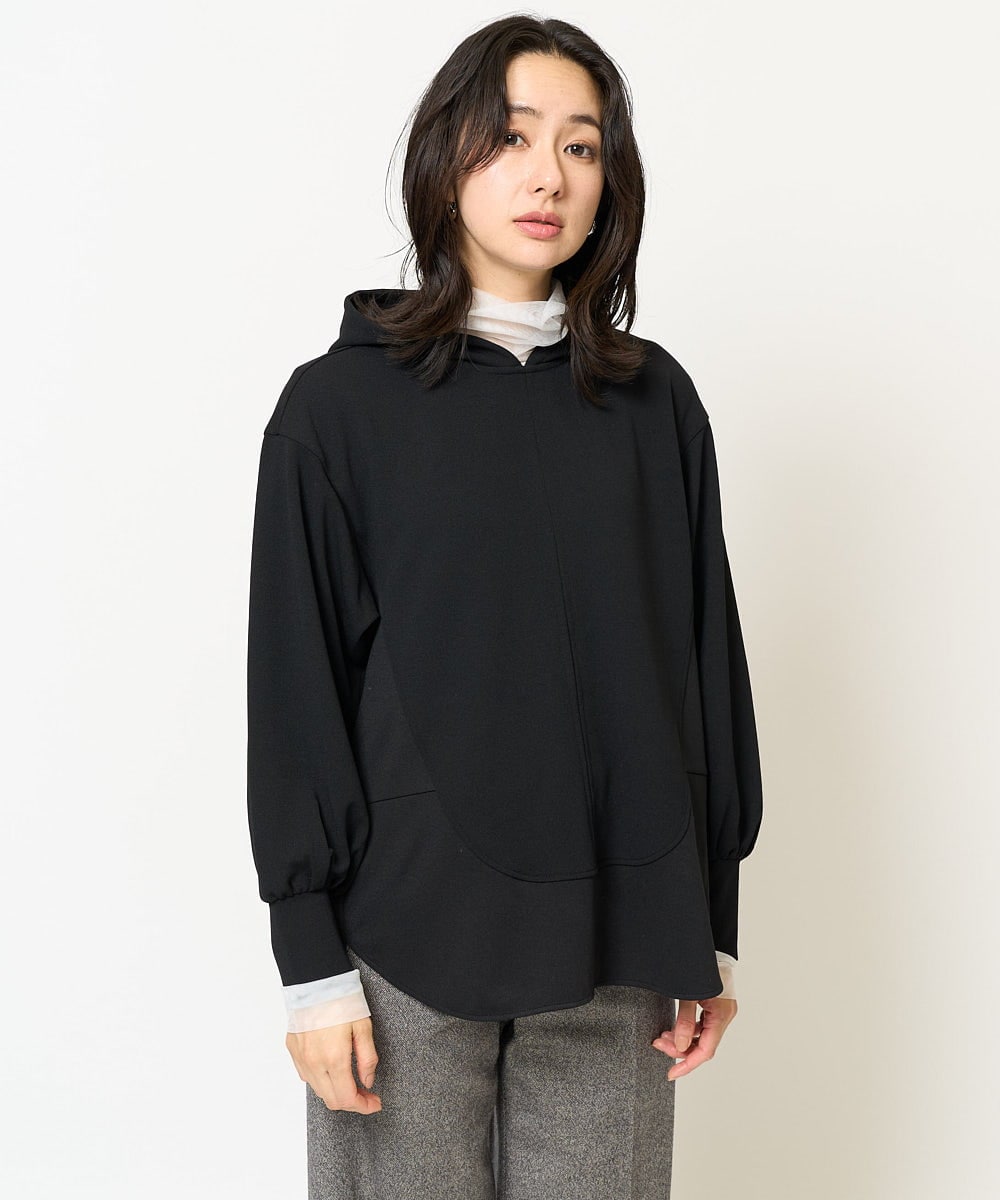 PZKJV27230 GEORGES RECH(ジョルジュ・レッシュ) ジョーゼットジャージーフーディ ブラック