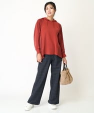 PZLAA42270 GEORGES RECH(ジョルジュ・レッシュ)  [日本製]両面起毛ラメチェックワイドストレートパンツ グレー