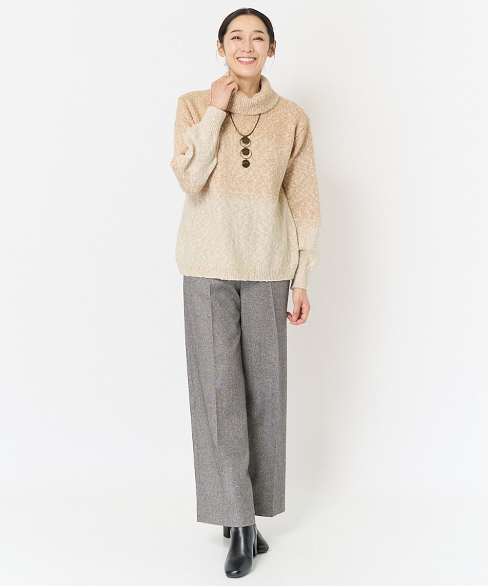 セール】 [日本製]サテンラインワイドストレートパンツ （その他
