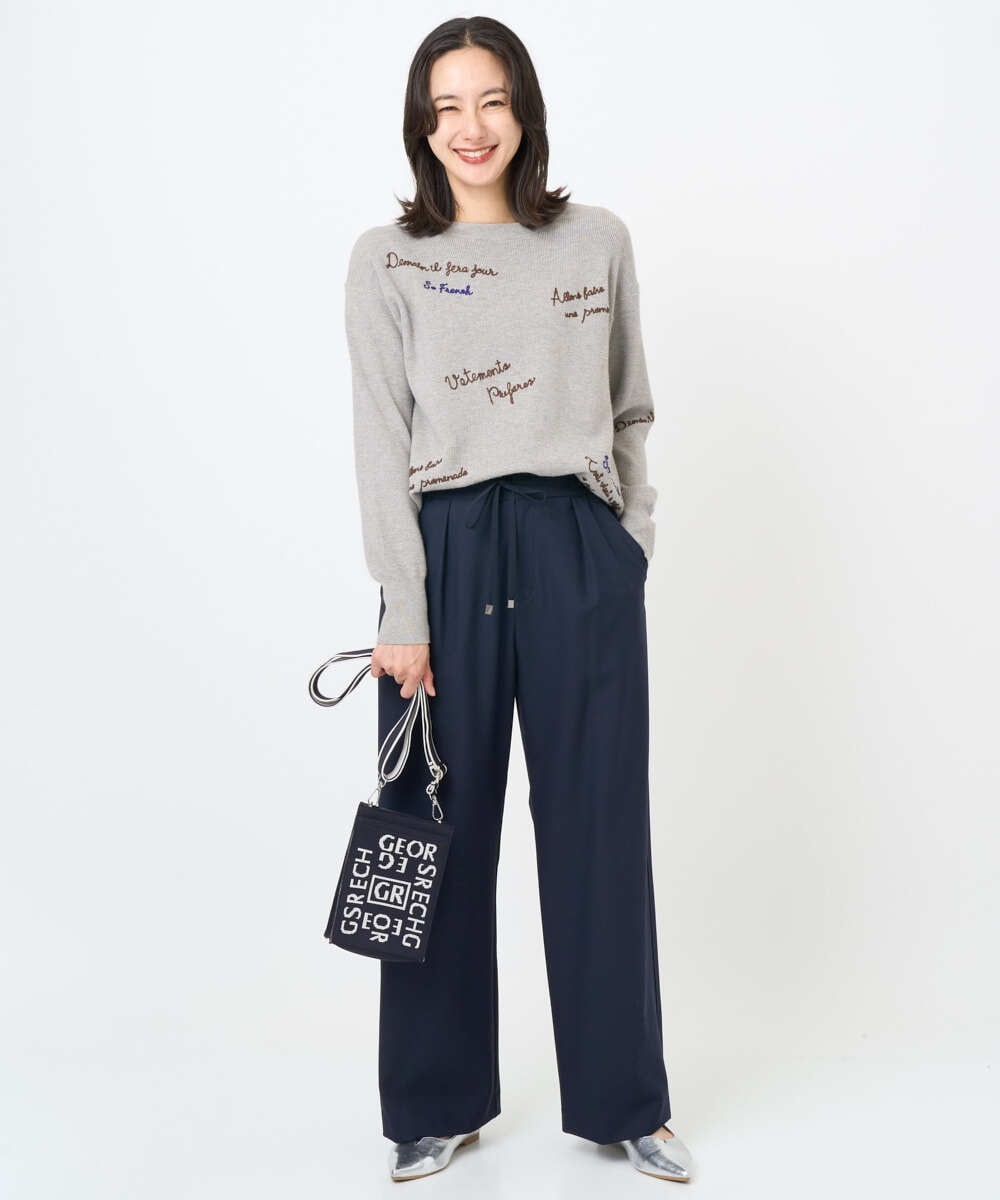 PZLAD10270 GEORGES RECH(ジョルジュ・レッシュ)  [日本製]裏起毛シャンブレージョガーワイドパンツ ライトグレー