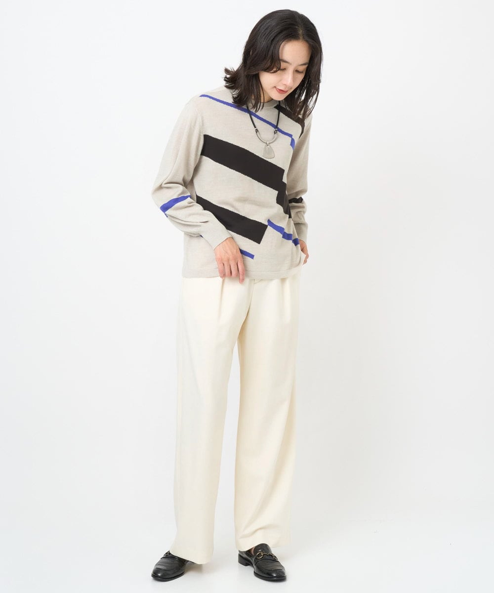 PZLAD10270 GEORGES RECH(ジョルジュ・レッシュ)  [日本製]裏起毛シャンブレージョガーワイドパンツ ライトグレー