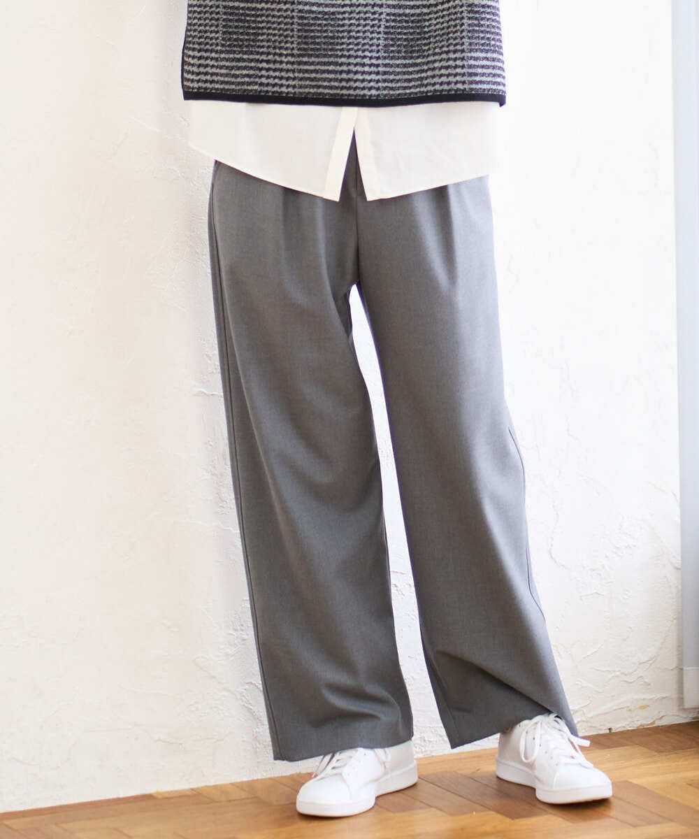 PZLAD10270 GEORGES RECH(ジョルジュ・レッシュ)  [日本製]裏起毛シャンブレージョガーワイドパンツ ライトグレー