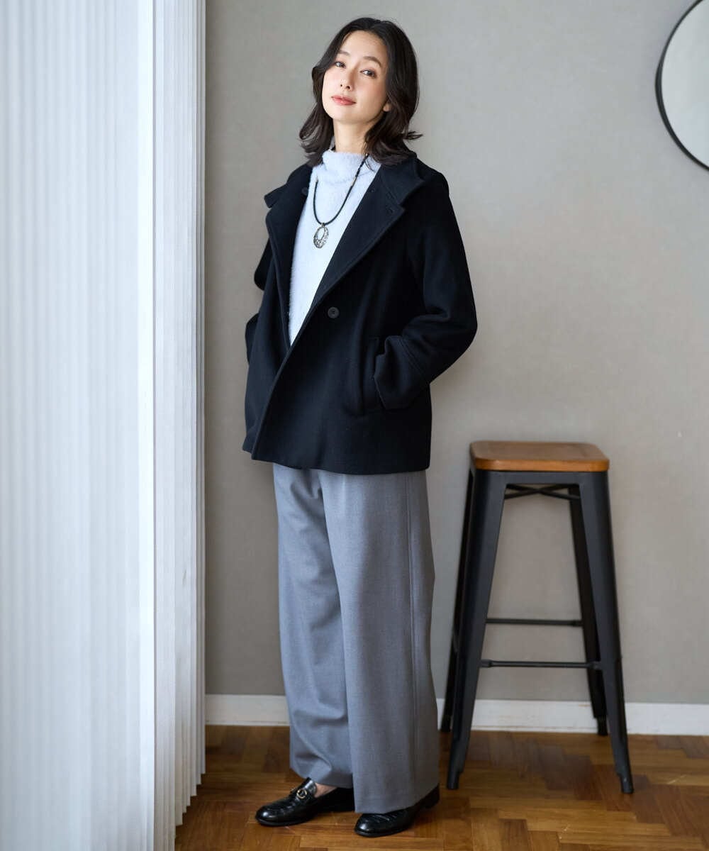 PZLAD10270 GEORGES RECH(ジョルジュ・レッシュ)  [日本製]裏起毛シャンブレージョガーワイドパンツ ライトグレー