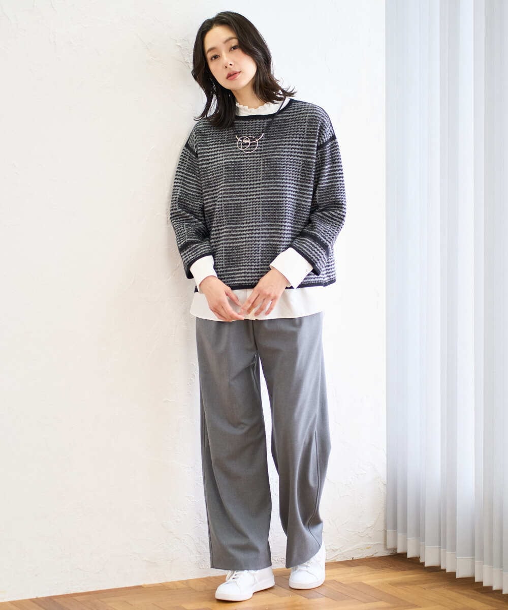 PZLAD10270 GEORGES RECH(ジョルジュ・レッシュ)  [日本製]裏起毛シャンブレージョガーワイドパンツ ライトグレー