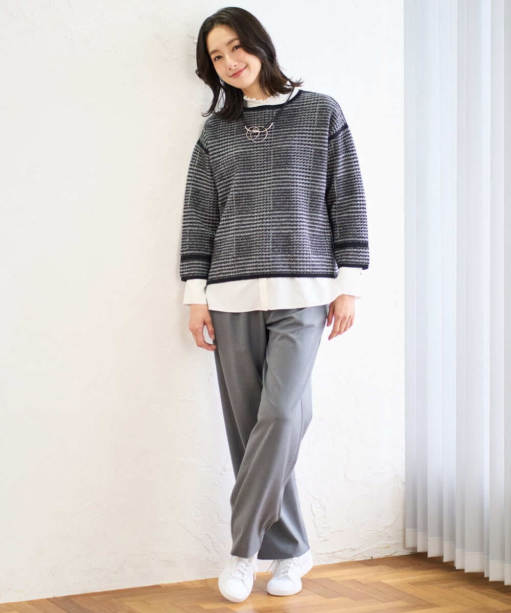 PZLAD10270 GEORGES RECH(ジョルジュ・レッシュ)  [日本製]裏起毛シャンブレージョガーワイドパンツ ライトグレー