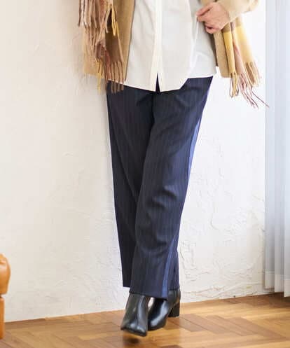 PZLAD32290 GEORGES RECH [日本製]サイドラインウールストライプワイドパンツ