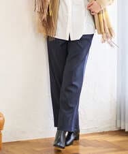 PZLAD32290 GEORGES RECH(ジョルジュ・レッシュ) [日本製]サイドラインウールストライプワイドパンツ ネイビー