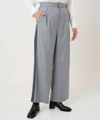 PZLAD32290 GEORGES RECH [日本製]サイドラインウールストライプワイドパンツ