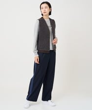 PZLAD32290 GEORGES RECH(ジョルジュ・レッシュ) [日本製]サイドラインウールストライプワイドパンツ ライトグレー