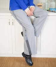 PZLAD32290 GEORGES RECH(ジョルジュ・レッシュ) [日本製]サイドラインウールストライプワイドパンツ ライトグレー