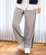 PZLAD32290 GEORGES RECH(ジョルジュ・レッシュ) [日本製]サイドラインウールストライプワイドパンツ ライトグレー