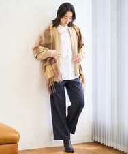 PZLAD32290 GEORGES RECH(ジョルジュ・レッシュ) [日本製]サイドラインウールストライプワイドパンツ ライトグレー