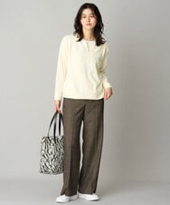 PZLAG46290 GEORGES RECH(ジョルジュ・レッシュ)  [セットアップ対応]グレンチェックフレアワイドパンツ ブラック