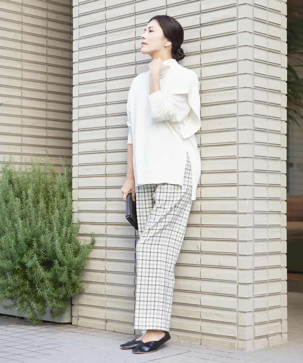 PZLAQ66250 GEORGES RECH(ジョルジュ・レッシュ) ウィンターチェックパンツ ホワイト