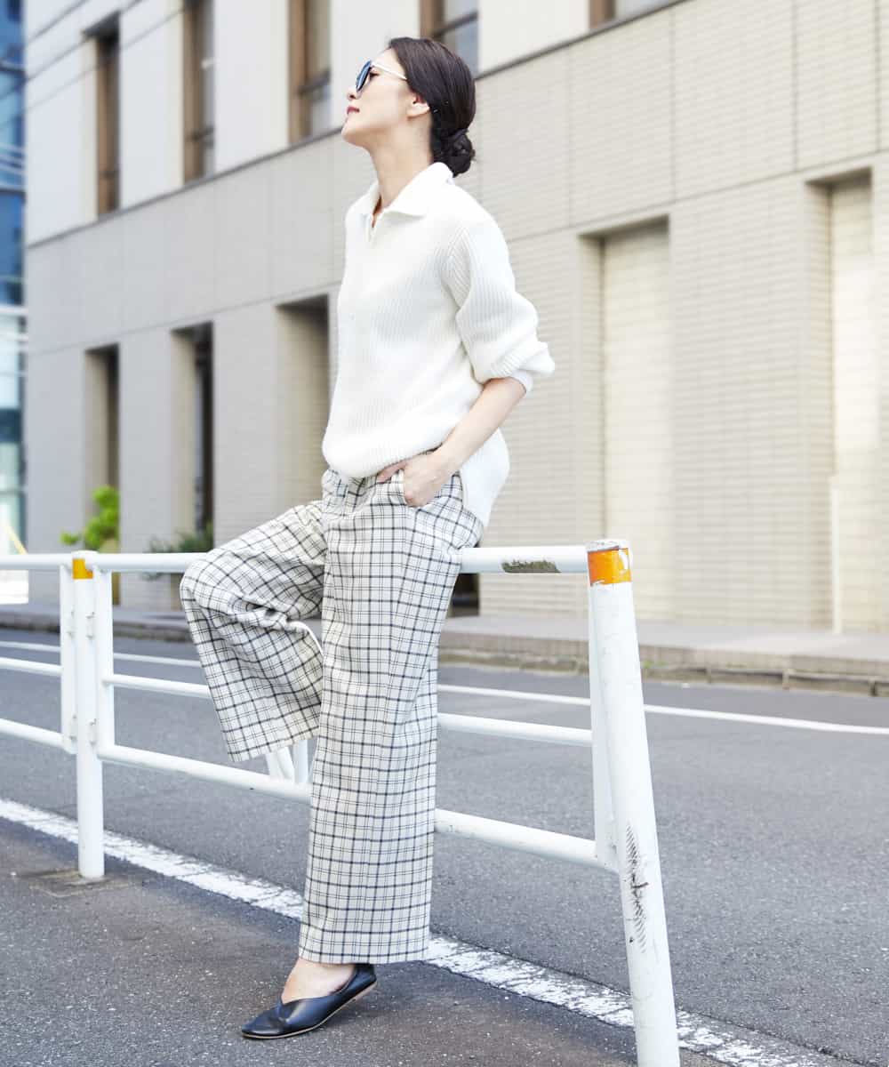 PZLAQ66250 GEORGES RECH(ジョルジュ・レッシュ) ウィンターチェックパンツ ホワイト