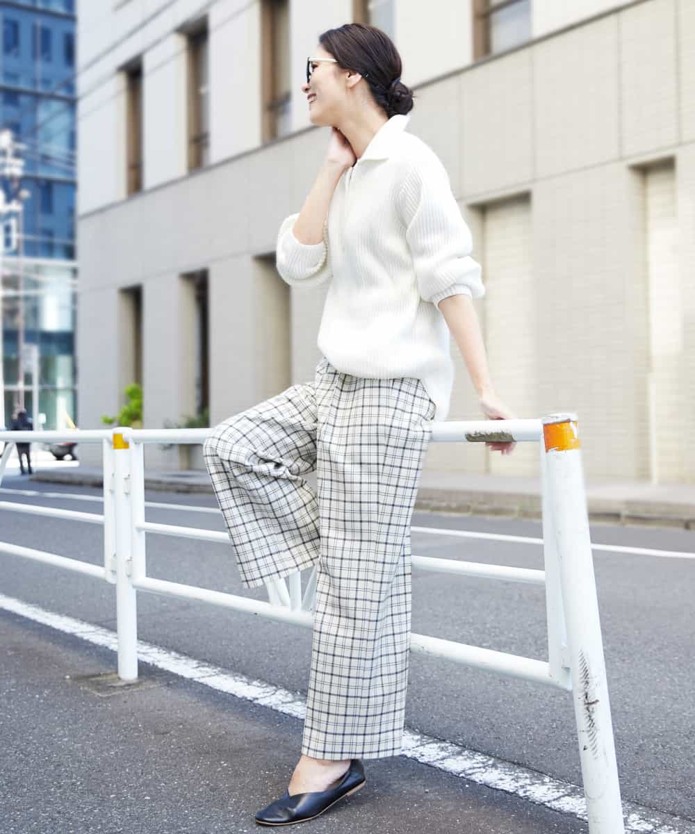 PZLAQ66250 GEORGES RECH(ジョルジュ・レッシュ) ウィンターチェックパンツ ホワイト