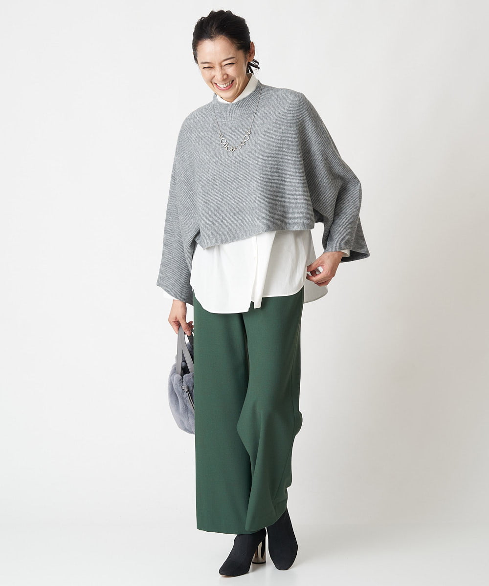 PZLAV60230 GEORGES RECH(ジョルジュ・レッシュ)  [日本製]裏起毛ストレッチワイドストレートパンツ グリーン