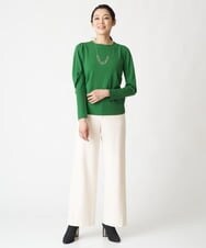 PZLAV60230 GEORGES RECH(ジョルジュ・レッシュ)  [日本製]裏起毛ストレッチワイドストレートパンツ グリーン