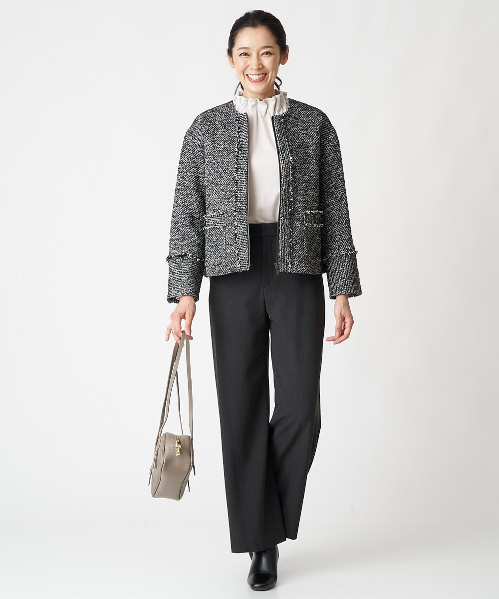 PZLAV60230 GEORGES RECH(ジョルジュ・レッシュ)  [日本製]裏起毛ストレッチワイドストレートパンツ グリーン
