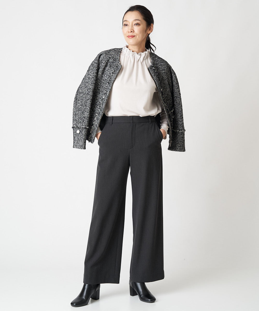 PZLAV60230 GEORGES RECH(ジョルジュ・レッシュ)  [日本製]裏起毛ストレッチワイドストレートパンツ グリーン