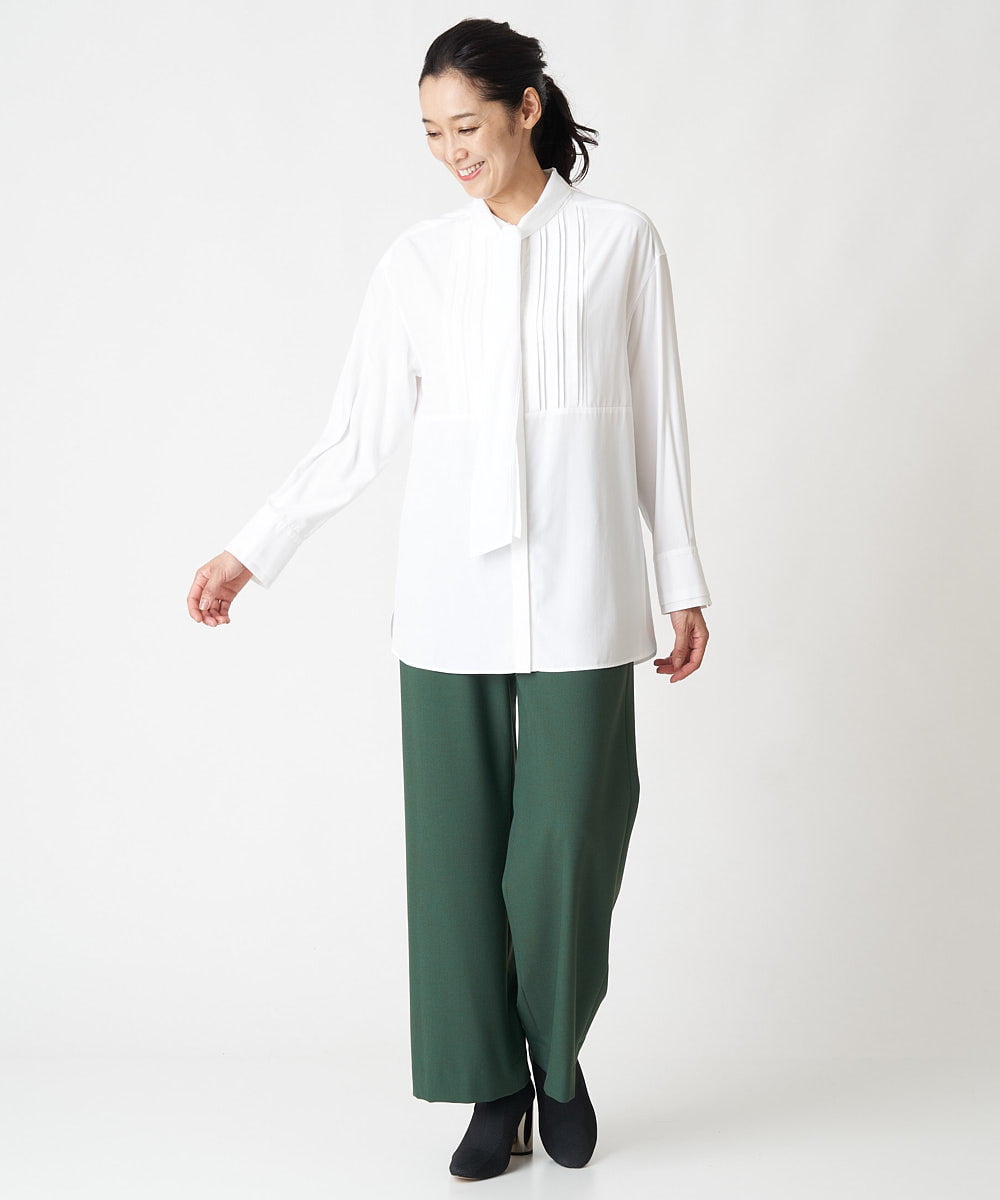 PZLAV60230 GEORGES RECH(ジョルジュ・レッシュ)  [日本製]裏起毛ストレッチワイドストレートパンツ グリーン